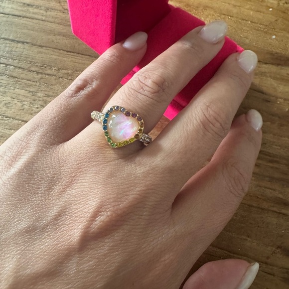 Kurt Geiger Heart-Shaped Opal Ring with Gold Accents Size 7 and Size 8 - Picture 3 of 6